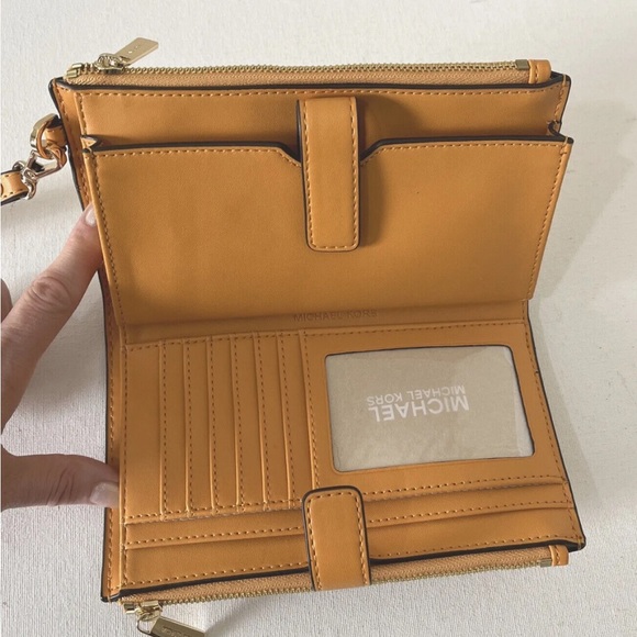 New Michael Kors Jet Set Travel Double Zip Wristlet Wallet Honeycomb Multi - Picture 6 of 7